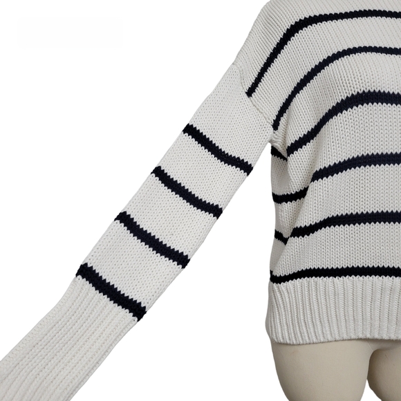 LA LIGNE White/ Navy Blue Marina Striped Sweater Size XS - Picture 7 of 11